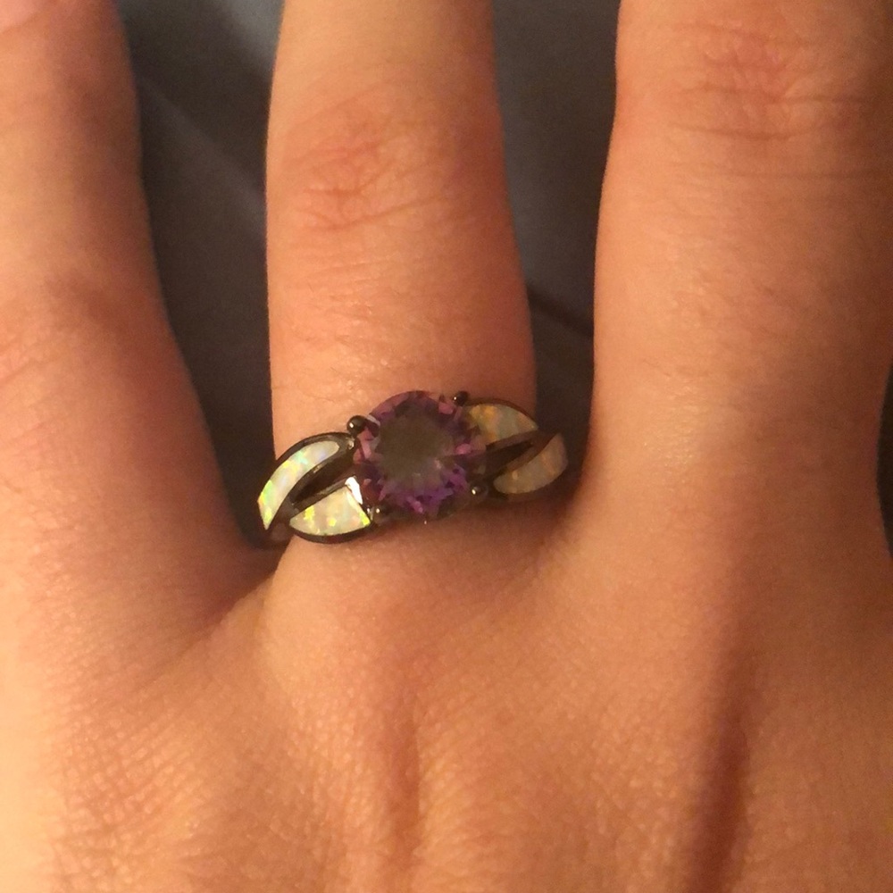 Onyx Opal and Moonstone Ring